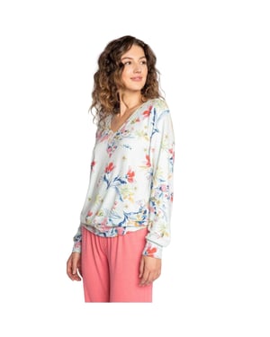 PJ Salvage Dames-T-shirt met lange mouwen en bloemmotief (Veelkleurig)