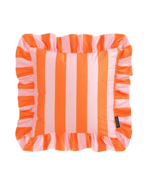 NOVÉE Sierkussen ruffles stripe oranje/roze | 45x45 cm | katoen/polyester