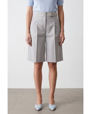Hoge taille wijde broekshorts met riem
