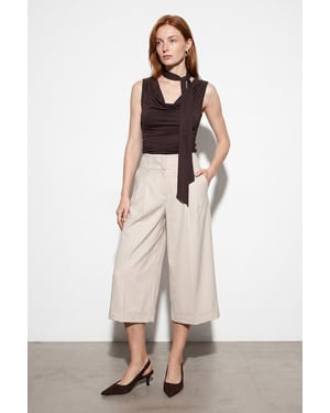 Hoge Taille Wijde Crepe Culotte
