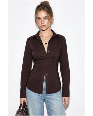 Getailleerde Katoenen Shirt met Stropdas Detail