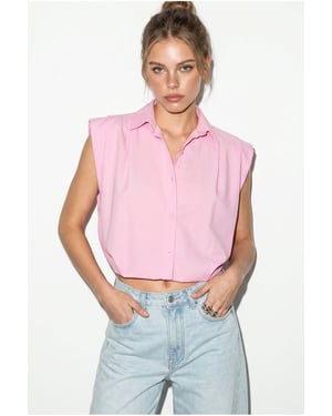 Women's Sleeveless Cropped Poplin Shirt