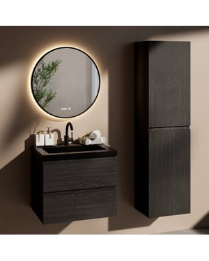 Mirlux Badkamermeubelset imperial 60cm zwart eiken wastafel zwart