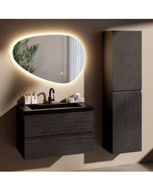Mirlux Badkamermeubelset imperial 80cm zwart eiken wastafel zwart