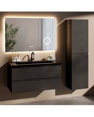 Mirlux Badkamermeubelset imperial 100cm zwart eiken wastafel zwart