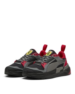 Boys Puma Kids Ferrari Trinity 2 Low Top Trainers in Black-Rosso C