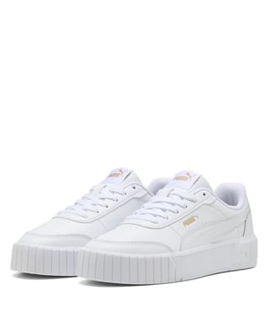 Women's Puma Carina Mia Classic Low Top Trainers in White-Gold
