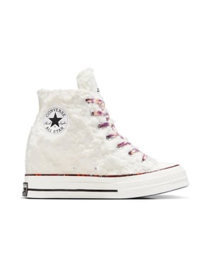 Women's Converse Chuck 70 Wedge Hi Vanilla Trainers in 101-Natural