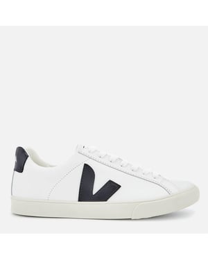 Women's VEJA Esplar Leather Court Trainers in White/Black