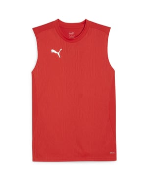 Men's Puma Teamfinal Training Short Sleeve Performance T-Shirt in Red/Silver