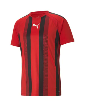 Men's Puma Teamliga Striped Jersey T-Shirt in Red/Black/White