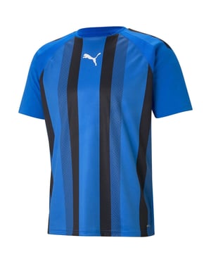 Men's Puma Teamliga Striped Jersey T-Shirt in Blue/Black/Wht