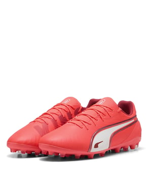 Men's Puma King Match Mg Firm Ground Football Boots in Glowing Red-P