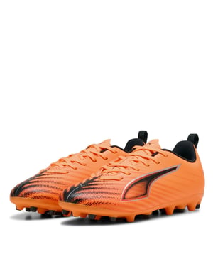 Boys Puma Kids Ultra 6 Play Mg Firm Ground Football Boots in Heat Fire-Bla
