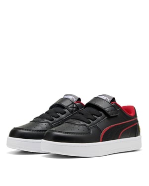Boys Puma Kids Ferrari Caven 2.0 Low Top Trainers in Black-Rosso C