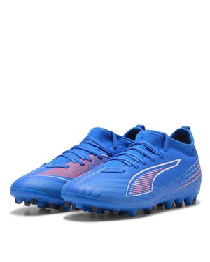 Boys Puma Kids Ultra 6 Match Mg Firm Ground Football Boots in ltrBl-Wht-GlwRd
