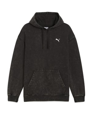 Men's Puma Elevated Relaxed Wash Overhead Hoodie in Black