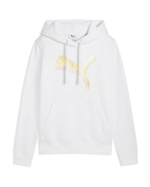 Women's Puma Metallic Overhead Tech Fleece Hoodie in White-Metallic