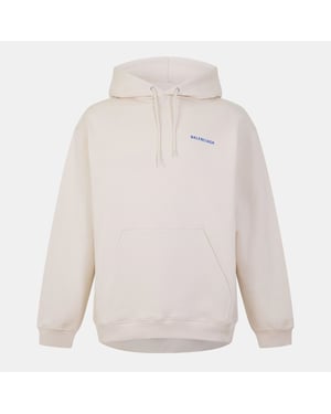 Men's Balenciaga Logo Hoodie in Chalky/Blue