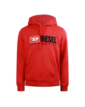 Men's Diesel Over The Head Hoodie in Ribbon Red