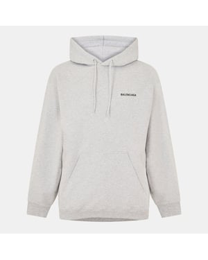 Men's Balenciaga Logo Hoodie in Heat Grey/Black