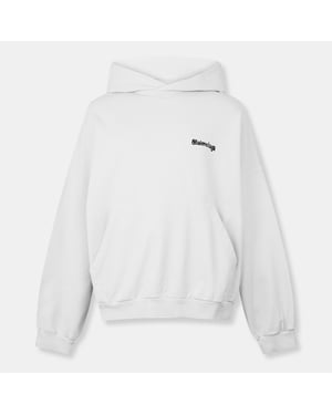 Men's Balenciaga Over The Head Hoodie in Dirty White/Blk