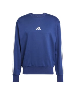 Men's adidas Essentials 3 Stripes Fleece Sweatshirt in Navy/White