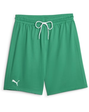 Men's Puma Hoops Team Practice Basketball Shorts in Pepper Green