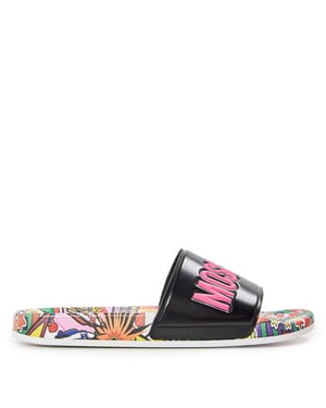 Women's Moschino Slider Slippers in Black
