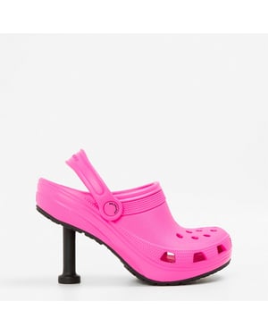 Women's Balenciaga Adjustable Ankle Strap Heeled Sandals in Electric Pink
