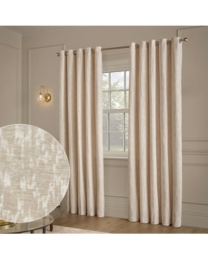 Paoletti Aurelio Chenille Fully Lined Eyelet Curtain Pair, Ivory
