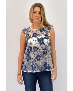 Floral Lace Sleeveless Swing Top