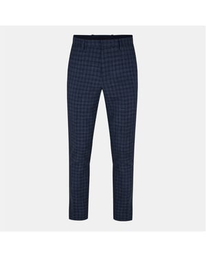 Men's Hugo Jeffery Plaid Patterned Slim Fit Chinos in Dark Grey