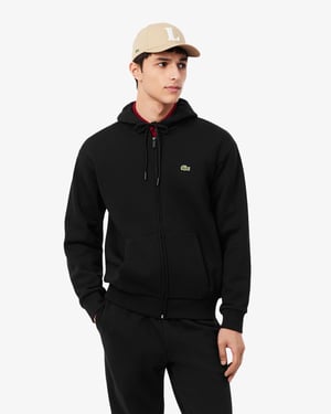 Long Sleeve Logo Detail Hoodie in Black
