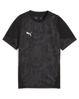 Boys Puma Football Jersey Short Sleeve Performance T-Shirt in Blk-Sil-FltDGry