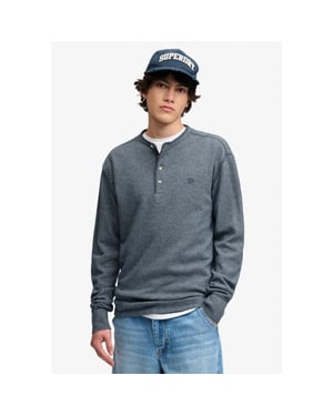 Superdry Mini slub waffle long sleeve grandad top melee