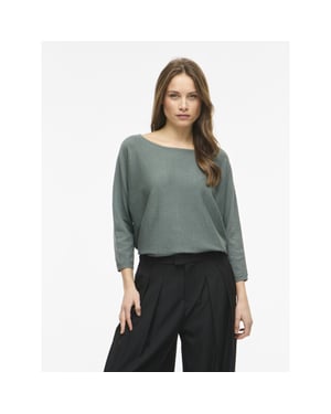 Vila Vimalu boatneck knit top met 3/4 mouwen