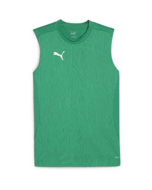 Men's Puma Teamfinal Training Short Sleeve Performance T-Shirt in Green/Silver