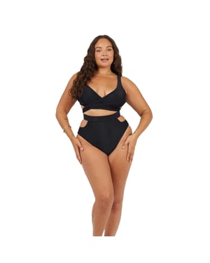 Brave Soul Wikkeltop-bikiniset voor dames (Zwart)