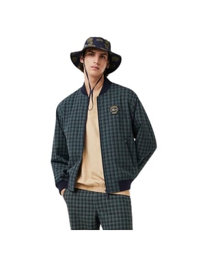 Lacoste Herenbomberjack met ruitjespatroon, normale pasvorm (Marineblauw)