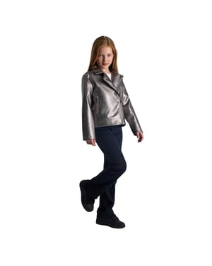 Minoti Metallic motorjack voor meisjes (Zilver)