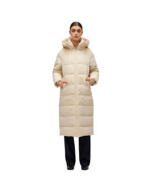 Vero Moda Elanor Laurie gewatteerde lange jas voor dames (Havermout)