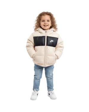 Nike Baby-jas met capuchon en logo in kleurblokken (Zand)