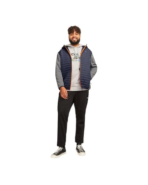 Jack And Jones Herenjas met gewatteerde, geribde manchetten en puffer-ontwerp (Grijze Melange)