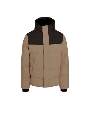 Jack And Jones Heren pufferjack met capuchon, geribd en in kleurblokken (Servies)