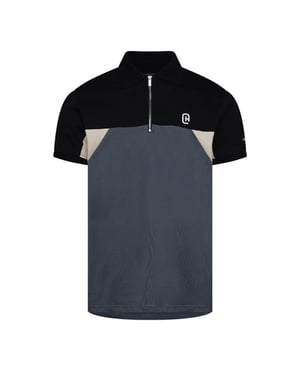 C.P. Company Herenpolo met halve rits, regular fit, in kleurblokken (Leisteen)