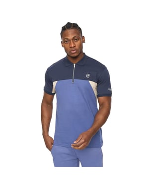 C.P. Company Herenpolo met halve rits, regular fit, in kleurblokken (Blauw)