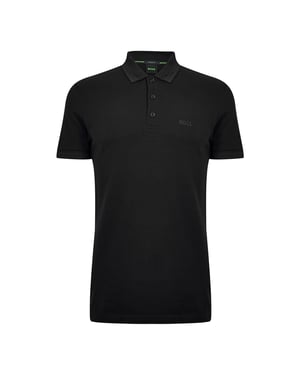 Boss Herenpoloshirt ‘Paddy’ met contrasterende boorden (Massief zwart)