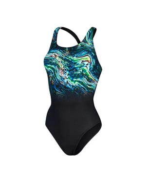 Speedo Dames/Dames Plaatsing Digitaal Eendelig Zwempak (ZWART/BLAUW)