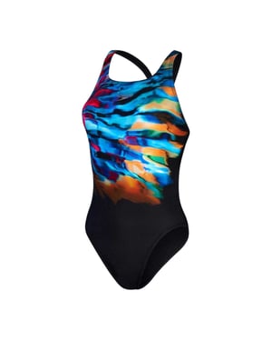 Speedo Dames/Dames Plaatsing Digitaal Eendelig Zwempak (Zwart/Multikleurig)